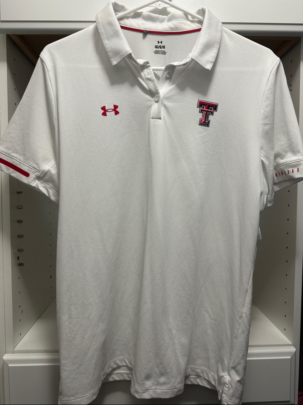 Under Armour White Polo with Red Texas Tech Accents